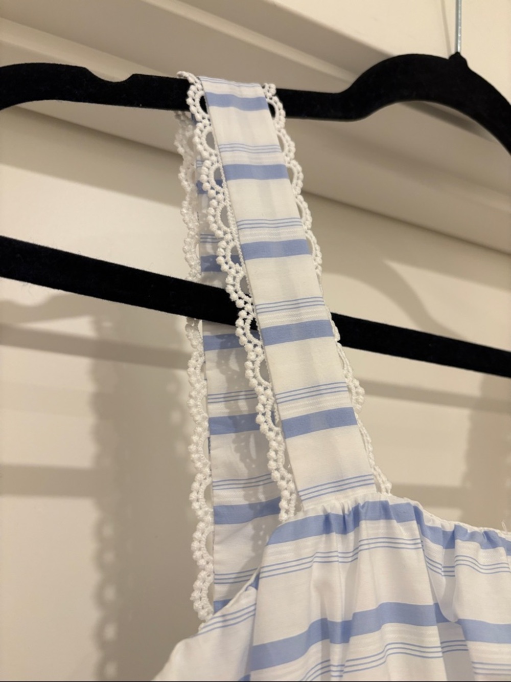 NWT [Altar’d State] Striped Lace Maxi/Midi Sundress White/Blue Women’s XXS - Picture 6 of 12